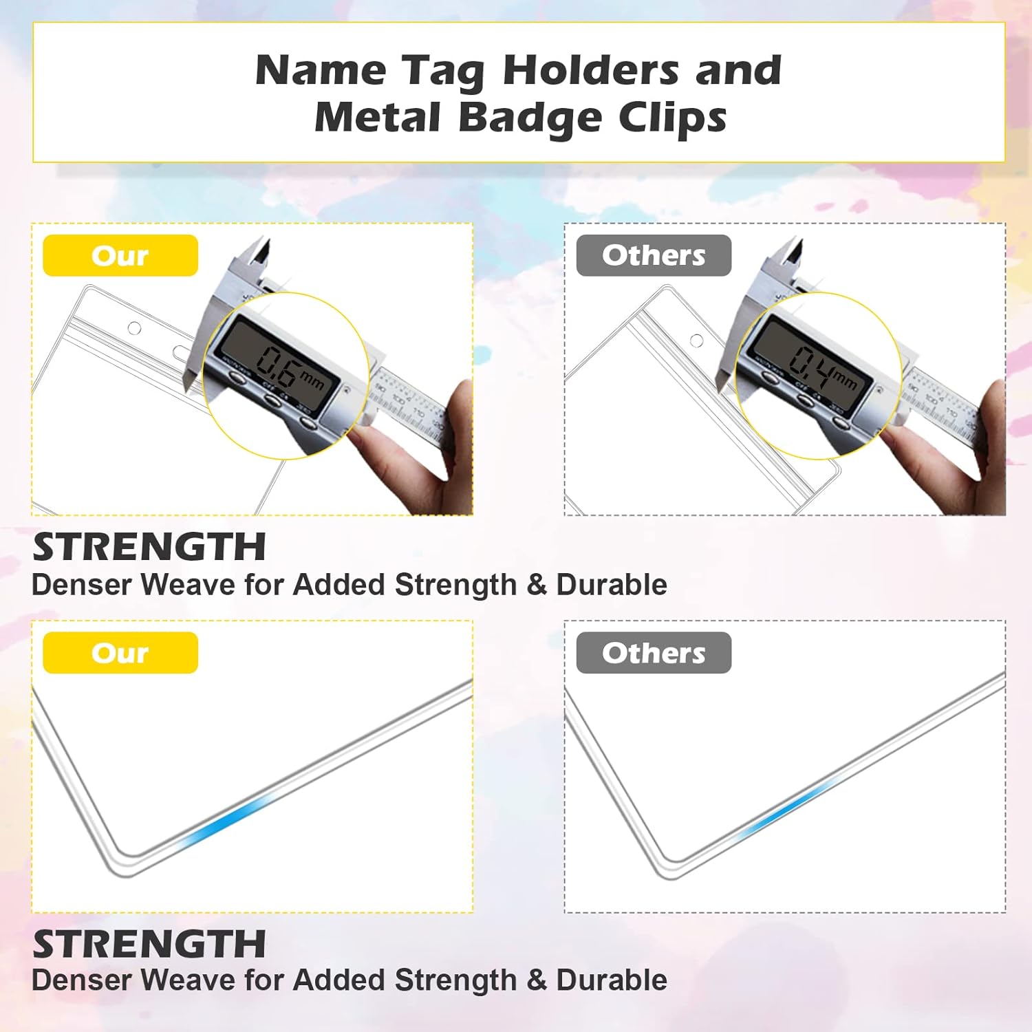50 Sets Badge Holders and Metal Clips Clear Horizontal Name Tag ID Card Holder with Clip Waterproof ID Badge Holder with Metal Clips - Image 4