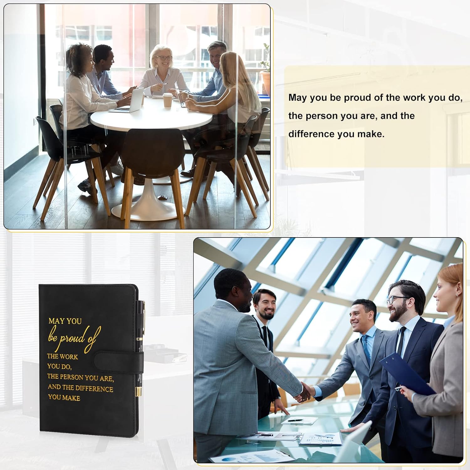 Kosiz 20 Pcs/10 Sets Employee Appreciation Gift Bulk A5 Leather Notebook and Inspirational Journal Pen Thank You Gift for Fathers Day Coworkers Teacher CNA Nurse(Black,Proud) - Image 6