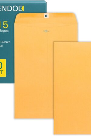 EnDoc 10 x 15 Clasp Envelopes - 100 Pack Brown Kraft Catalog Mailing Gummed Seal Envelope - 28lb Heavyweight 10x15 Inches Manila Envelopes for Home, Office, Business, Legal or School