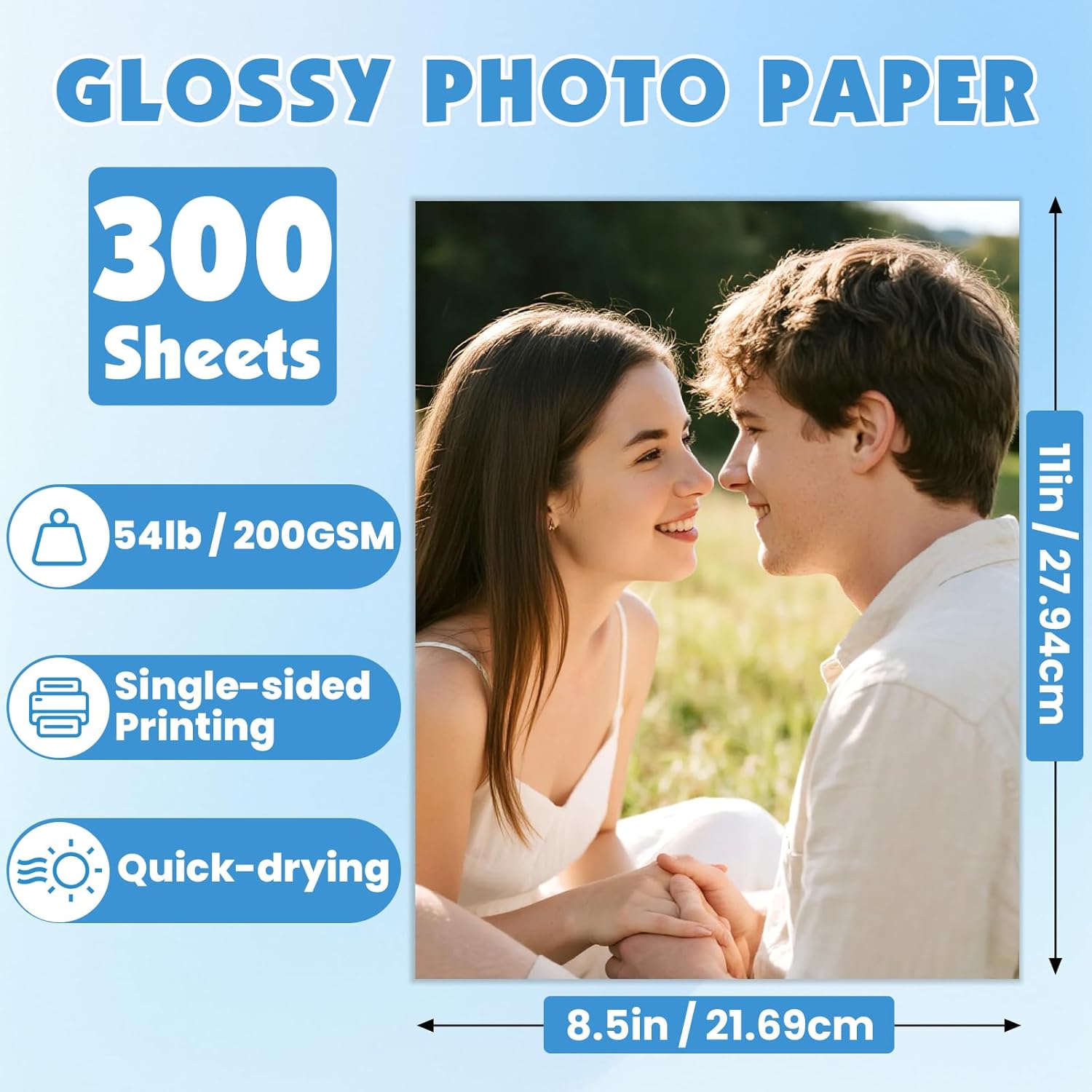300 Sheets Glossy Photo Paper, 8.5in x 11in Inkjet Photo Printer Paper, Picture Paper for Photos, Calendars, Brochures, Cards, Menus(200gsm / 54lb) - Image 2