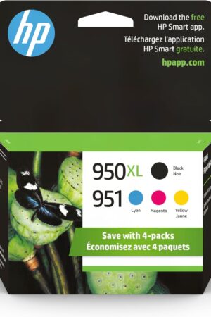 HP 950XL Black + 951 Cyan, Magenta, Yellow Ink (Black XL + CMY) | Works with HP OfficeJet 8600 | HP OfficeJet Pro 251dw, 276dw, 8100, 8610, 8615, 8620, 8625, 8630 | C2P01FN