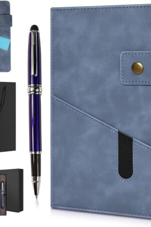 vfaejll A5 Lined Leather Journal Notebook,Hardcover Journal Set with Pen and Gift Box,100Pages 100gsm Thick Ruled Paper Daily Diary for Men Women School,Travel,Business,Work,Writing 5.9" X 8.4"