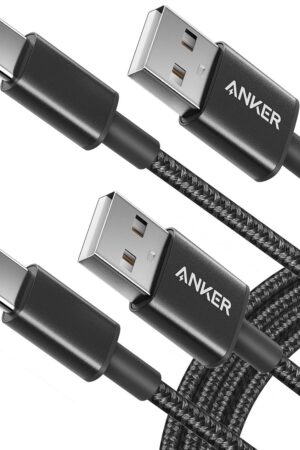 Anker Cable [2 Pack 6ft], USB A to USB C Cable for iPhone 17 Series,Samsung Galaxy S10 S10+, LG V30, Beats Fit Pro and More (Black).