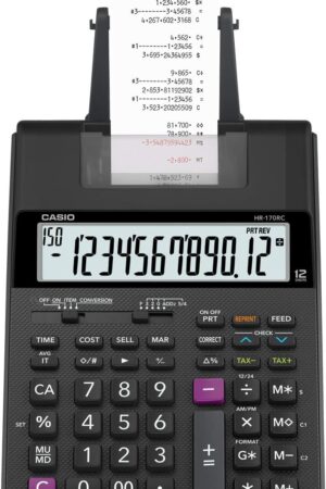 Casio HR-170RC Plus – Mini Desktop Printing Calculator | Check & Correct, Cost/Sell/Margin, Dual-Color Print | Ideal for Taxes, Bookkeeping & Accounting Tasks, Assorted Colors