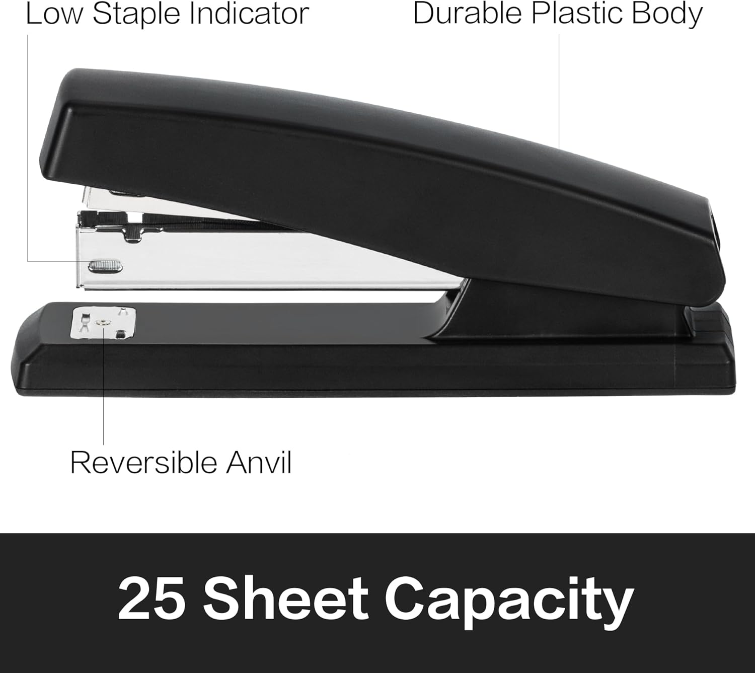 Deli Stapler, Desktop Stapler, 2 Pack, Office Staplers, 25 Sheet Capacity, Includes 2000 Staples and 2 Staple Removers, 2 Pack, Black - Image 2