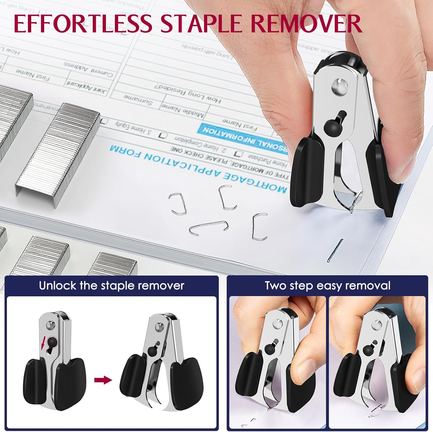 Metal Stapler Heavy Duty 50 Sheet Capacity with 1750 Staples and Staple Remover, Full Strip Staplers for Desk, No Jam, Non-Slip for Office & Classroom, Black - Image 7