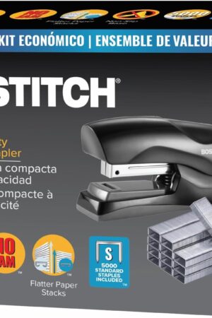 Bostitch Office Heavy Duty 40 Sheet Stapler with 5,000 Staples, Small Stapler Size, Fits into the Palm of Your Hand, Value Pack, Black (B175-BLK-VP)