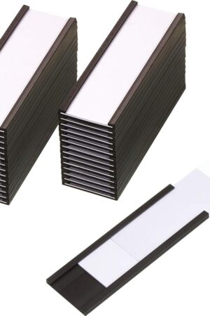Outus 30 Pcs 3 x 1 Inch Magnetic Label Holders Locker Name Tags with 30 Protective Films and 60 Replacement Strips Magnetic Name Plate Card Holders for Office Shelf Mailboxes Locker