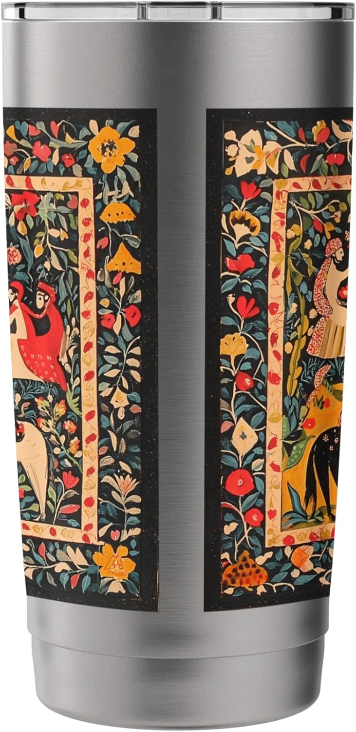 Persian Miniature Garden Folk Art Stainless Steel Insulated Tumbler - Image 2