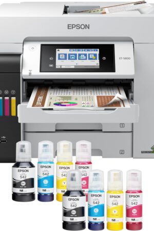 Epson EcoTank Pro ET-5800 Wireless Color All-in-One Supertank Printer with Scanner, Copier, Fax and Ethernet, White