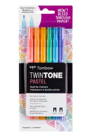 Tombow TwinTone Marker Set, 6-Pack Pastel. Double-Sided Markers Perfect for Planners, Journals, Doodling, and More!