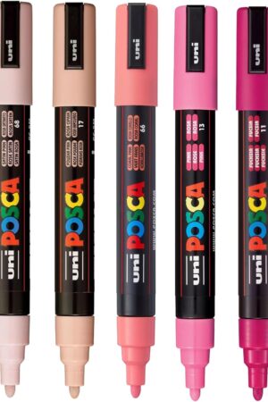 posca Paint Art Markers, Set of 5 5M Medium Markers with Reversible Tips, Pink Collection
