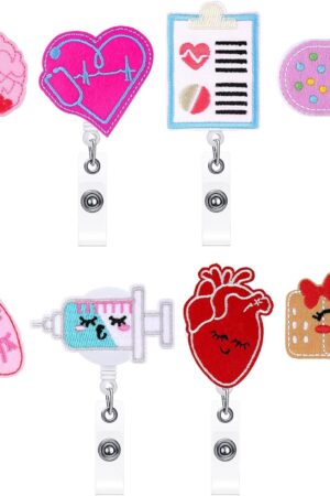 Zonon 8 Pcs Nurse Badge Reels Cute Felt Retractable Funny Nursing Badge Reels CNA Week Appreciation Gifts Holders for Medical Pediatric Doctors ID Name Cards Lanyards Holidays(Lovely Style)