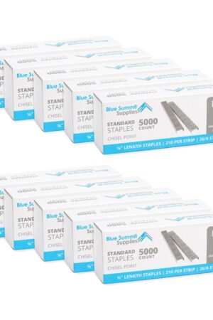 50,000 Staples - 1/4 Inch Length, 210 per Strip, Jam-Free Chisel Point, 10 Boxes of 5,000, Fits Standard Staplers
