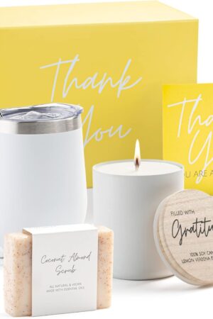 Boxzie Thank You Gifts for Women, Appreciation Gift Box Set, Gratitude Candle Basket - Thoughtful Boxes for Employee, Boss, Coworker, Hostess, Secretary, Teacher, Female Friend