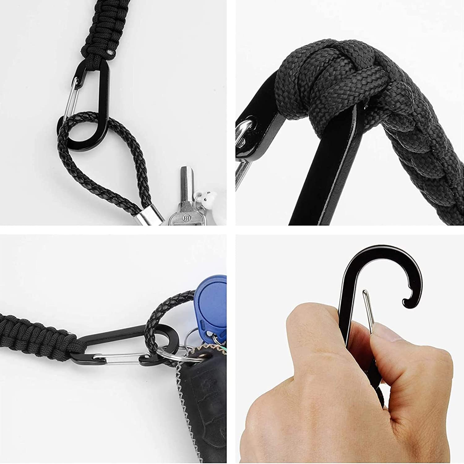 BRAVESHINE Paracord Keychain Carabiner Clip, D Ring Lanyard Hanger Stroller Hook for Water Bottle, Key, Backpacks, Men, Women - Image 9