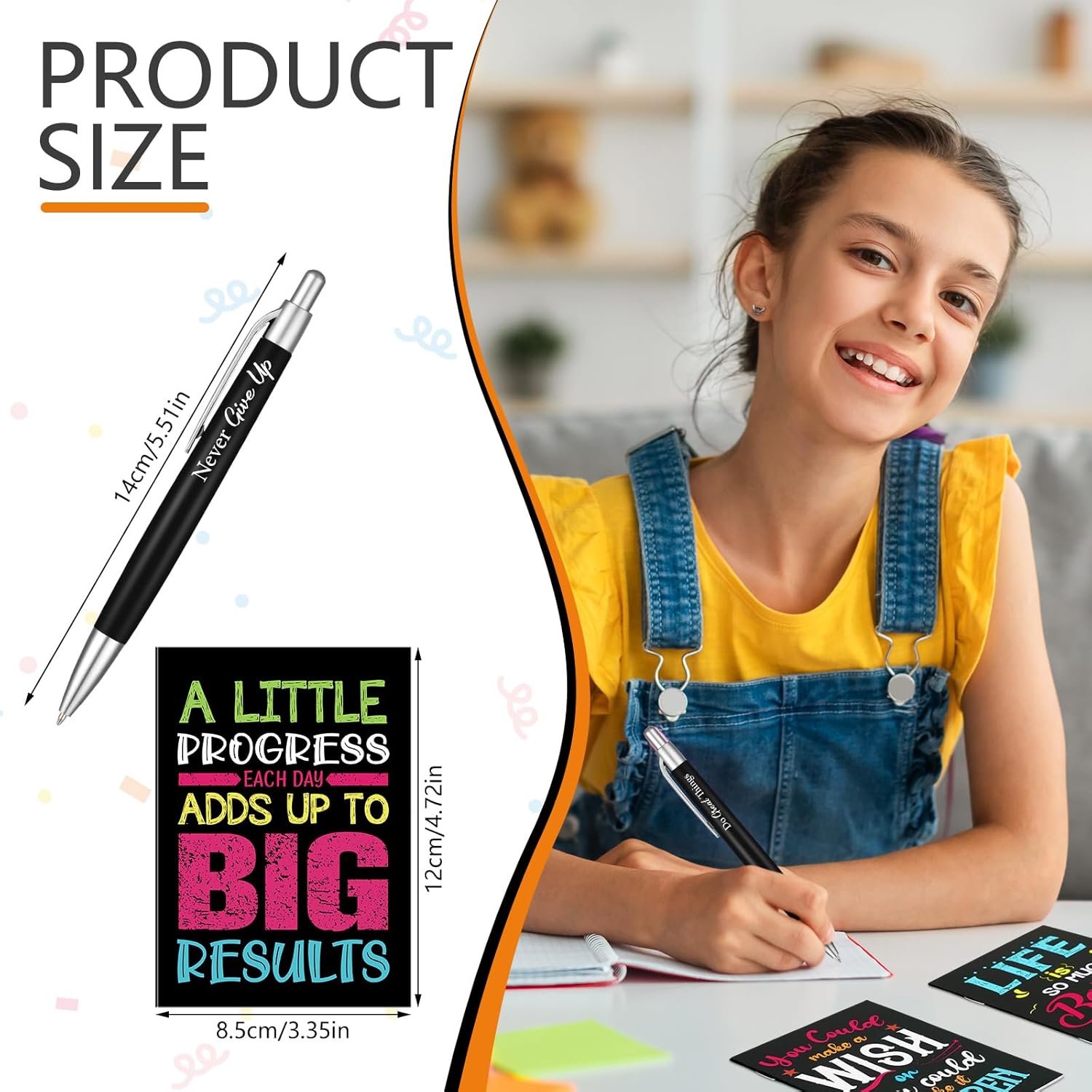 Yeaqee 72 Pcs Motivational Pens Notepads Gifts Set Inspirational Quote Ballpoint Pen Small Notebook Mini Journal Bulk Present Idea for Teacher Coworker Gifts Women Office School(Inspirational) - Image 2