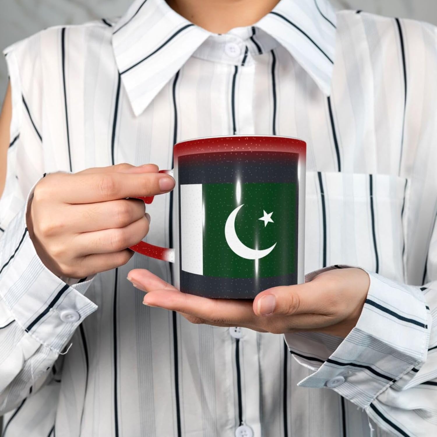 Flag of Pakistan Print Thermal Color Changing Mug, Ceramic Coffee Cup, Magic Mug for Home Office Cafe - Image 6