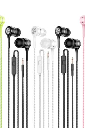 LWZCAM Wired Earbuds with Microphone 5 Pack, in-Ear Headphones with Heavy Bass, High Sound Quality Earphones Compatible with iPad, Laptop, MP3, Android Smartphones, Fits All 3.5mm Jack Device