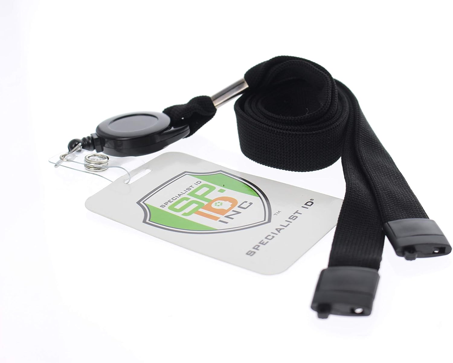 Specialist ID 5 Pack - Comfort Black Breakaway Lanyard & Retractable Badge Reel Combo - Stretchy Neck Strap with Retracting Reel Cord for Office Badges, Keys and Access Cards - Image 4