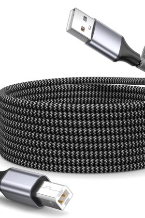 BLITEZZ USB A to USB B Printer Cable 10FT, Nylon Braided High Speed USB 2.0, Type A to Type B Scanner Cable Cord for HP, Canon, Dell, Epson, Lexmark, Xerox, Brother, Samsung, for Office/Home/Studio