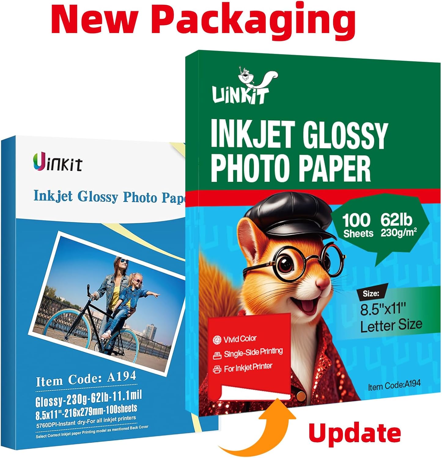 Uinkit 100 Sheets Thick Inkjet Glossy Photo Paper Picture 8.5x11 62lb 230g 11.1mil Cardstock Postcard Brochure For Dye Ink Inkjet Printer - Image 3