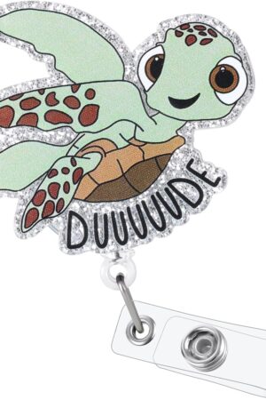 Funny Turtle Nurse Badge Reel, Cute Work Badge Holder with Retractable Clip, Pediatric Badge Buddy, Nursing Student RN LPN CNA MA Medical Worker Teacher Doctor ID Name Badge Clip Accessories