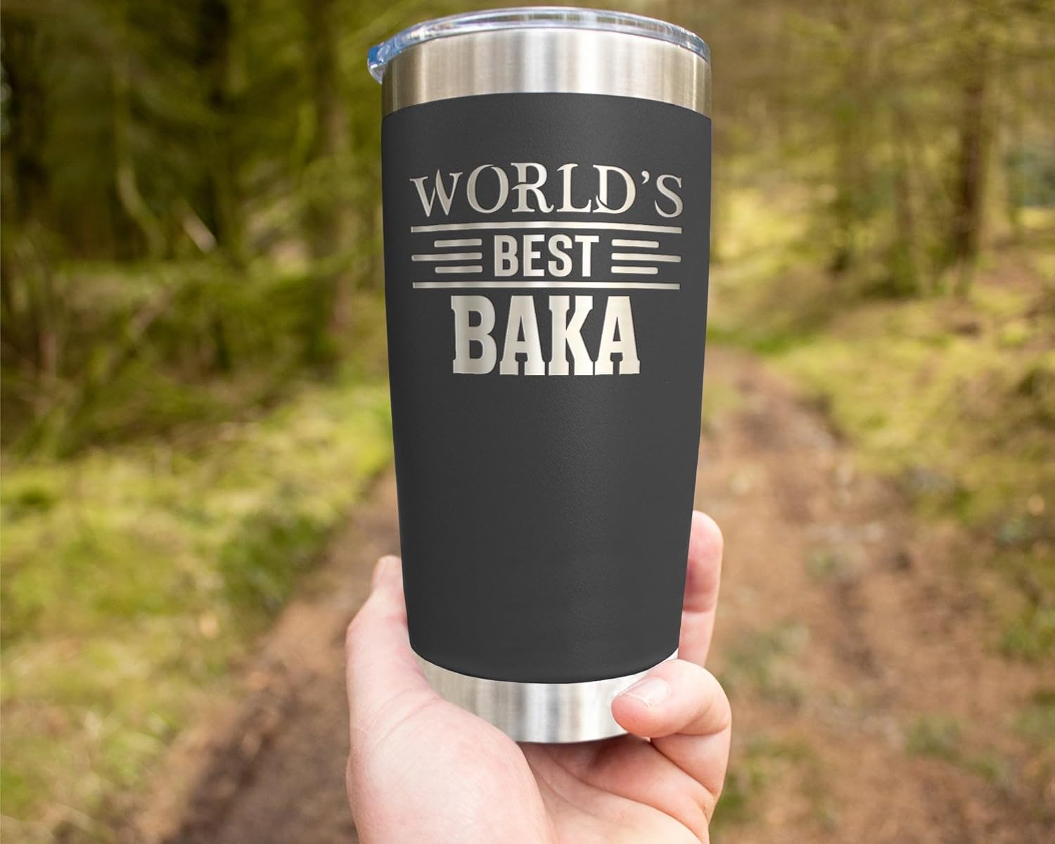 World's Best Baka Tumbler - Best Baka Laser Engraved - Baka Mug - Father's Day Gift - Birthday Gift For Baka - Baka Coffee Mug - Stainless Steel Travel Tumbler 20Oz, Black - Image 3