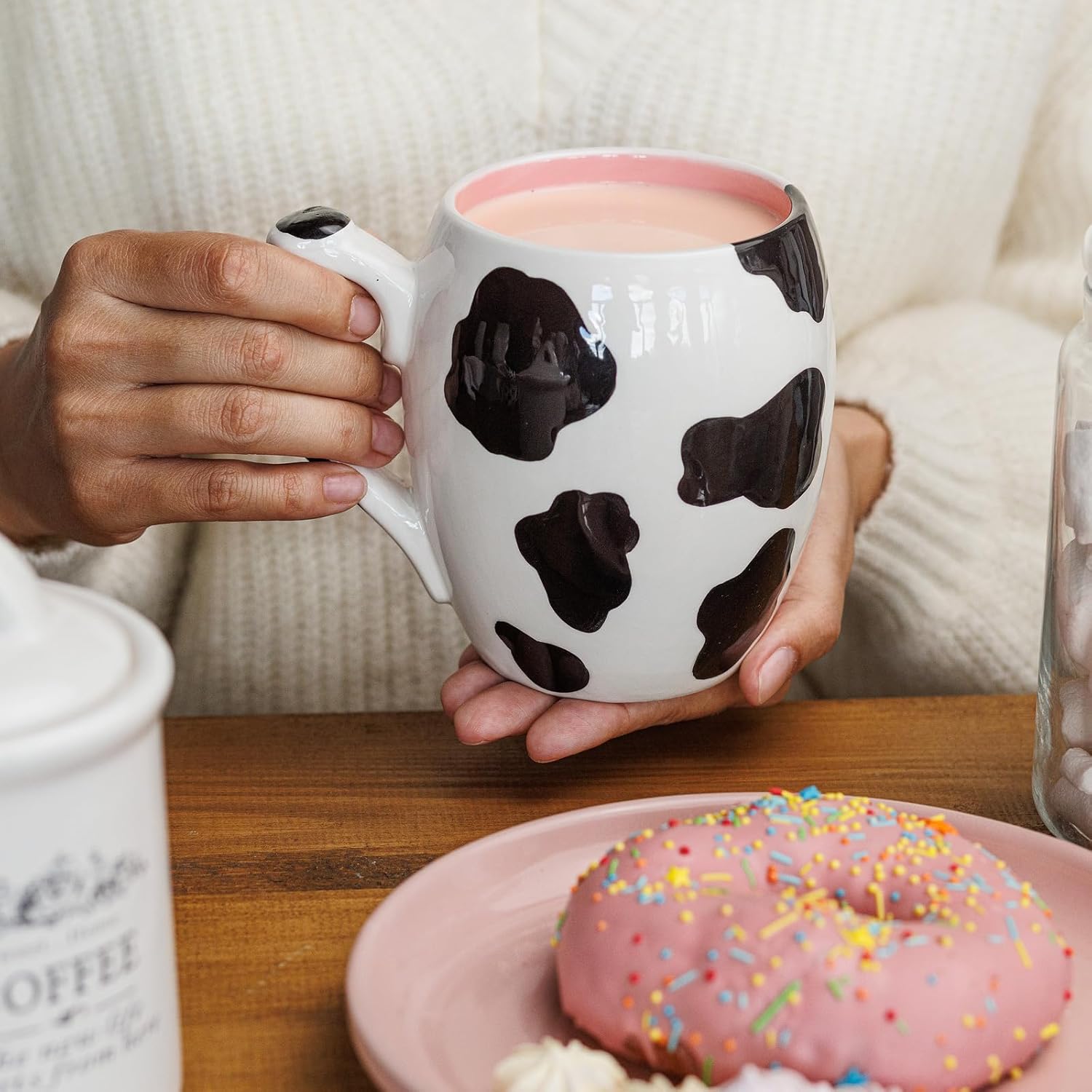 SWEETLO Cow Coffee Mug Stuff Ceramic Cup - 20oz Cow Coffee Mug - 600 ml Weird Milk Cow Print Coffee Mug for Women Gift - Taza de Vaca Cow Items Lover Gifts - Image 6