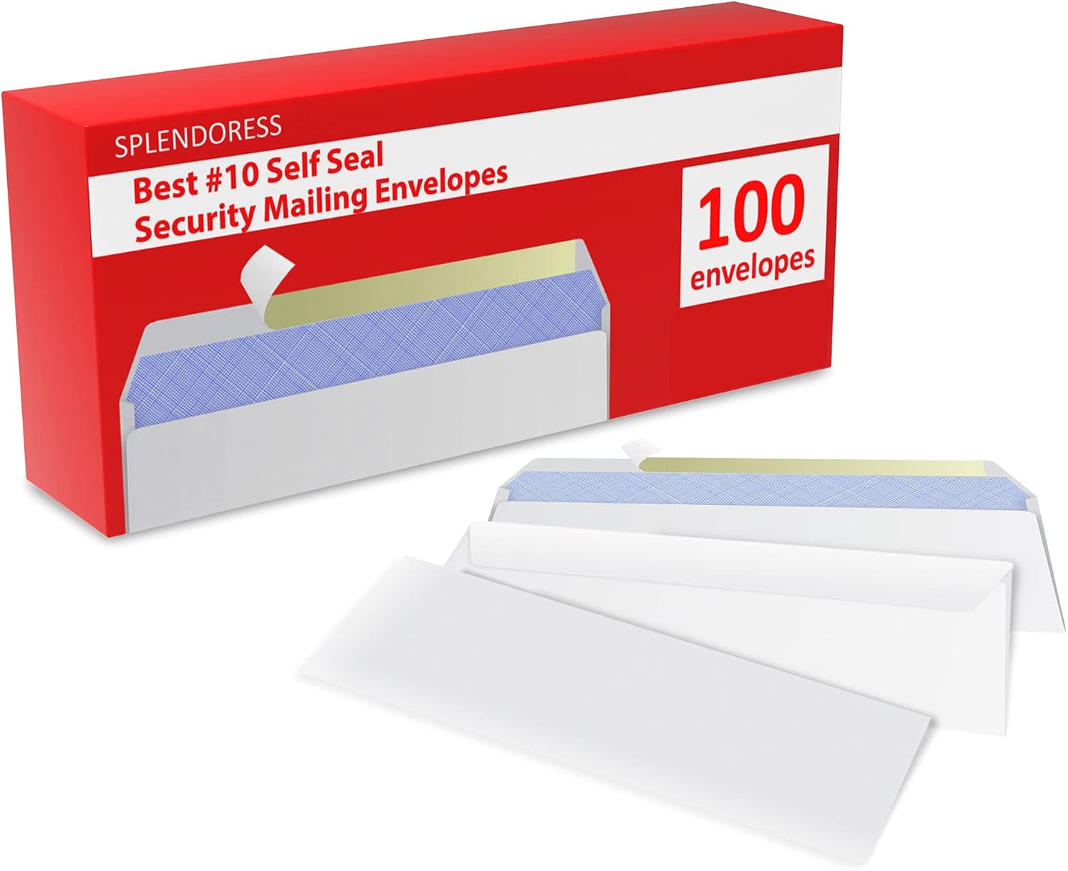 #10 Envelopes Letter Size Self Seal | 100 Business Mailing Security Peel and Sealing Envelope | 100% Tinted | no 10 White Windowless Legal Regular Plain Envelops Pack | 4-1/8 x 9-1/2 Inches | 24 LB - Image 2