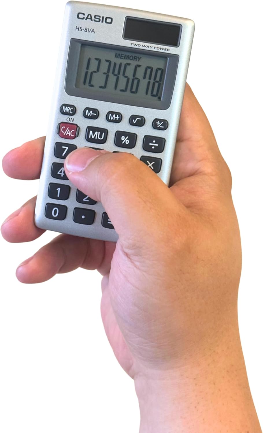 Casio HS-8VA Mini 6-Function Calculator | Large 8-Digit LCD Display | Solar Powered with Battery Backup | Standard Function | Portable Pocket Size - Image 2