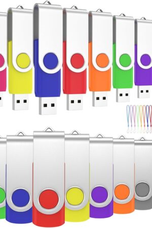 ABLAZE 128MB Flash Drive 20 Pack, USB 2.0 Memory Stick with Lanyards Swivel Thumb Drives Bulk Pendrive U Disk for Data Storage (Mixcolors)