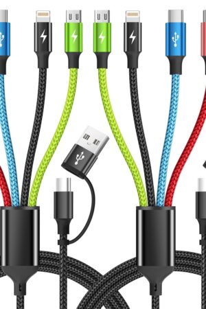 Travel Essentials 4 in 2 Multi Charging Cable, USB A/C Charging Cords with Dual Type-C, USB Cable Phone Charger Compatible with Most Cell Phones/Tablets and More (2Pack, 5FT)