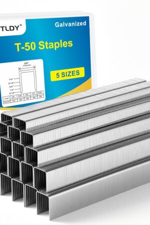 Heavy Duty T-50 Galvanized Staples 2184-Count 5 Sizes Includes: 1/4", 5/16", 3/8", 1/2", 9/16" Assorted Size Project Pack, for Pneumatic, Electric T50 Stapler
