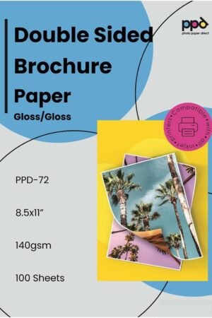 PPD 100 Sheets Inkjet Glossy Brochure and Flyer Paper 8.5x11 37lbs 140gsm Professional Quality Double Sided Instant Dry and Water-Resistant (PPD-72-100)