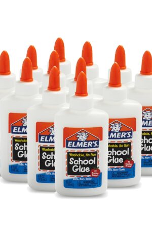 Elmer's Liquid School Glue, Slime & Craft, Safe and Non-Toxic, Washable, White, 4 Ounces Each, 12 Count - For Classroom, Home, Office, Teacher Supplies, #1 Teacher Brand