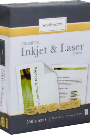 Southworth Inkjet & Laser Printer Paper, 8.5" x 11", 28 lb., Radiant White, 550 Sheets (91723-01)