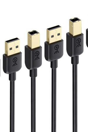 Cable Matters 3-Pack USB Printer Cable - 6ft, USB A to B Cable, Compatible with Printer, External Hard Drive, Audio Interface, Scanner, MIDI Controller, MIDI Keyboard, Black