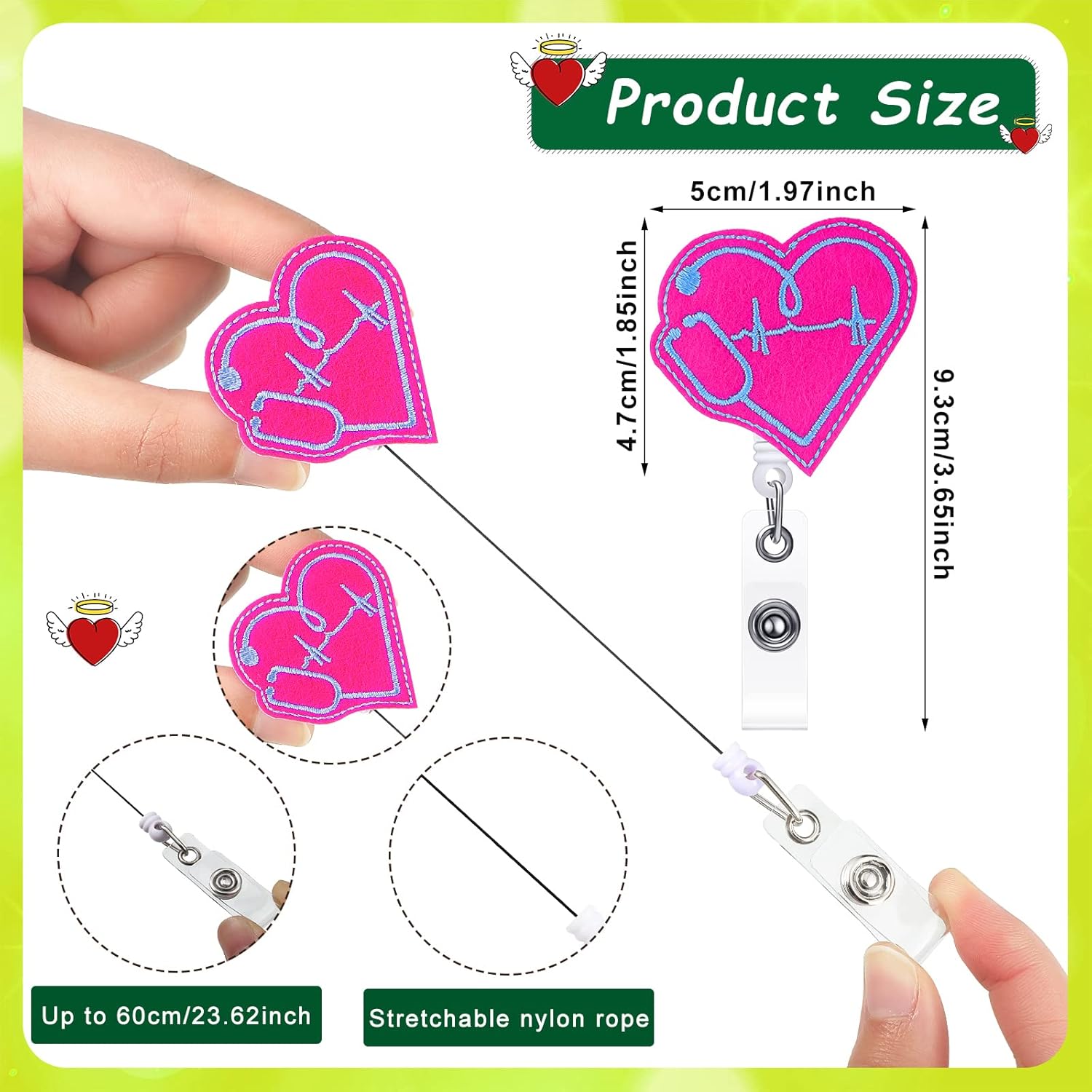 Zonon 8 Pcs Nurse Badge Reels Cute Felt Retractable Funny Nursing Badge Reels CNA Week Appreciation Gifts Holders for Medical Pediatric Doctors ID Name Cards Lanyards Holidays(Lovely Style) - Image 2