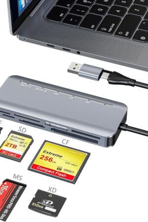 7 in 1 Memory Stick Pro Duo Card Reader, USB-C Multi Cards Reader for SD/TF/CF/MS/XD Cards, SD Card Reader for iPhone, Tablet, Laptop, Windows, Linux, Android, Camera, Game Track Camera