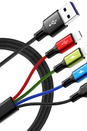 Multi Charging Cable, [2Pack 6Ft] 4 in 1 Braided Multi Fast Charging Cord, Multiple Charger USB Cable Adapter IP/Type C/Micro Port for Cell Phones,iPhone Series, Tablets, Samsung Galaxy, PS & More