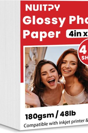400 Sheets Glossy Photo Paper, 4in x 6in Inkjet Photo Printer Paper, Picture Paper for Photos, Calendars, Brochures, Cards, Menus(180gsm / 48lb)