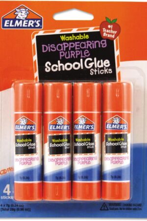 Elmer's E543 Washable School Glue Sticks, Disappearing Purple, 4/Pack