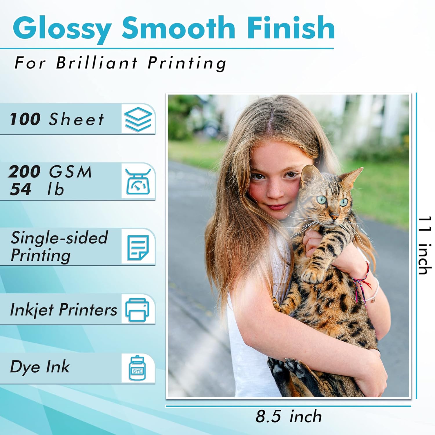 Koala Glossy Inkjet Photo Paper Thick 8.5X11 Inches 100 Sheets 54lb Picture Paper for Inkjet Printer Use DYE INK for Family Photos Letter Size 200gsm - Image 2