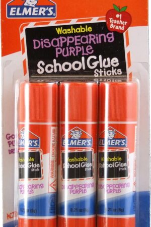 Elmer's Washable Dissappearing Purple School Glue Sticks, 3 Pack, 6 grams Each (E520)