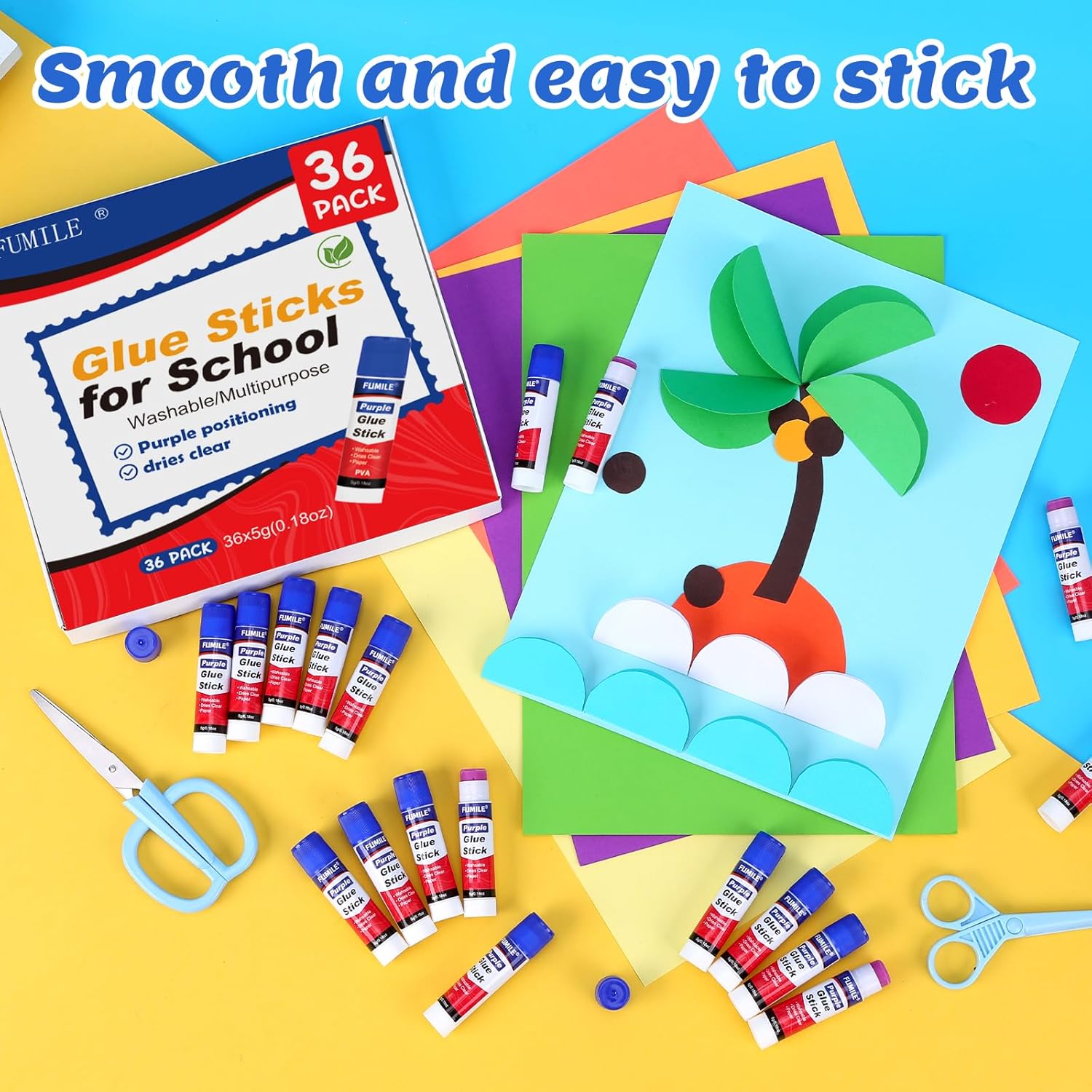 36 Pack Glue Sticks Bulk for Kids, Disappearing Purple Glue Sticks for Classroom and Teacher Supplies.0.18 OZ kids glue Dries Clear, Non-Toxic, Washable, Back to School Supplies and Student Must Haves - Image 5