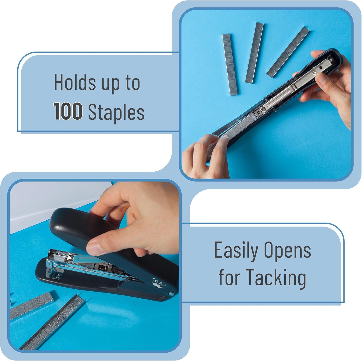 Mr. Pen- Office Stapler with Staples, 2 Pack, 200 Staples 1/4", 20 Sheet Capacity, Desktop Stapler for Students, Office Supplies, Ergonomic Design for Comfortable Use, Jam-Free - Image 5