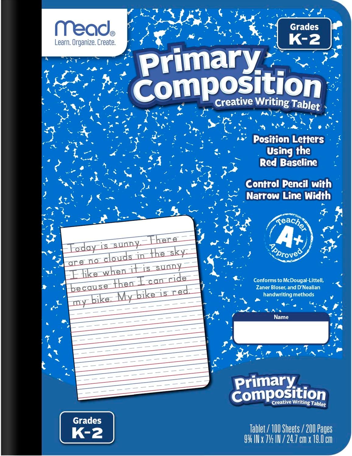 Mead Primary Composition Book, 4 Pack, Primary Ruled Journal, Grades K-2, 7-1/2" x 9-3/4", 100 Sheets per Comp Book, Assorted Colors (610053-ECM) - Image 3
