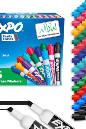 EXPO Dry Erase Markers, Low Odor Ink, Assorted Fashion Colors, Chisel Tip, 36 Count - Easily Erases, Ideal for Classroom, Home, Office, Back to School, Teacher Supplies