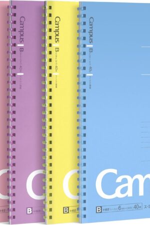 KOKUYO Spiral Lined Notebook, 5 Pack 10'' x 7'' Pastel Journal B5 Campus Soft Ring Notebooks with Dot 6 mm Ruled, 40 Sheets, 1 Subject Notebook, Note Taking for School (SU-S111BT)